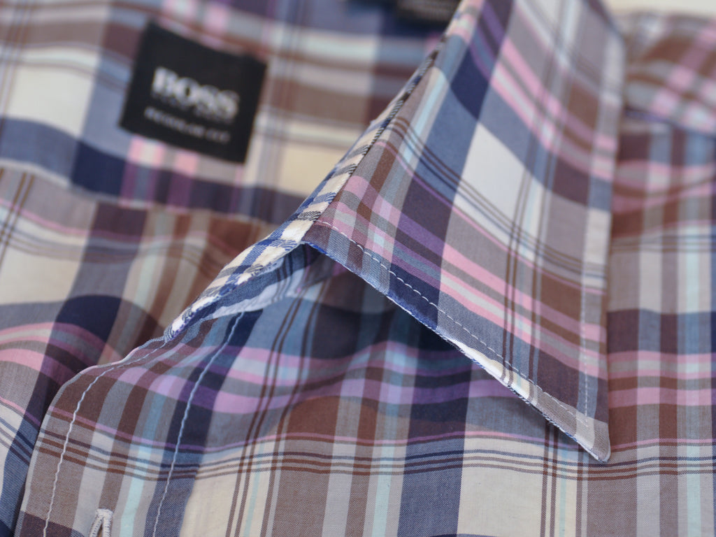 Hugo Boss Brown Check Regular Fit Oberto Shirt