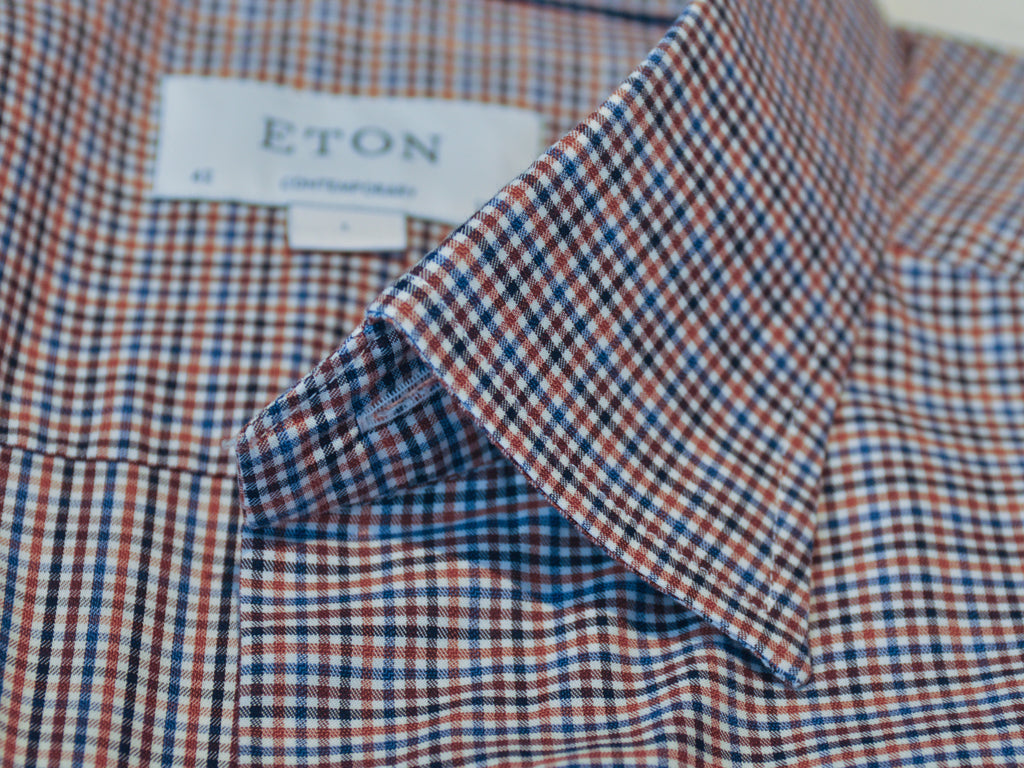 Eton Check Contemporary Fit Twill Dress Shirt