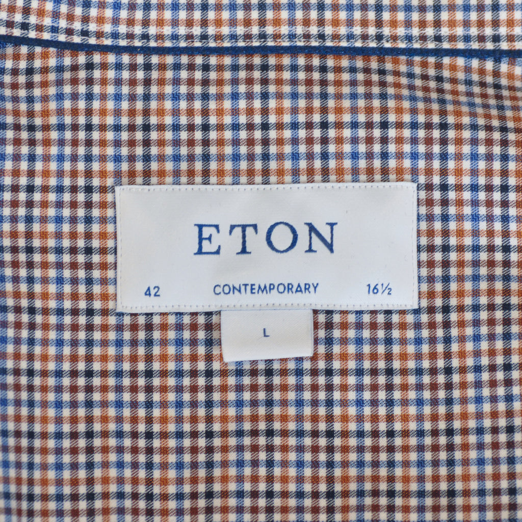 Eton Check Contemporary Fit Twill Dress Shirt