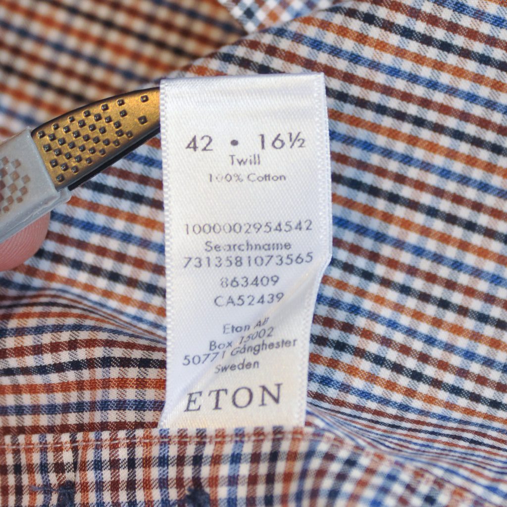 Eton Check Contemporary Fit Twill Dress Shirt
