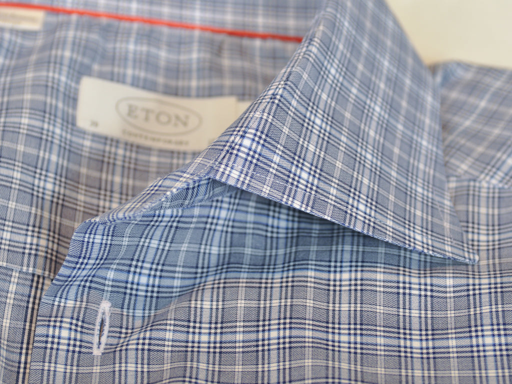 Eton Grey Check Contemporary Fit York Dress Shirt