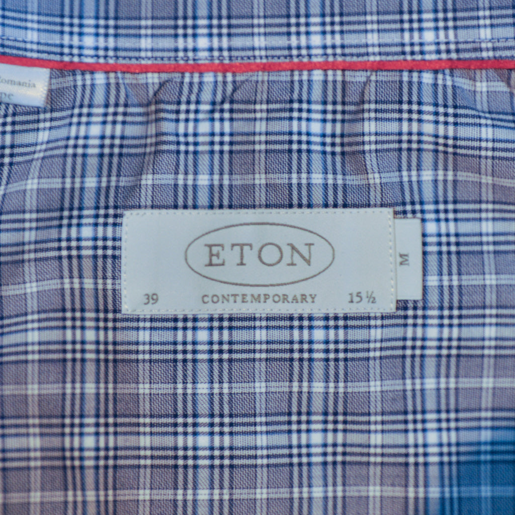 Eton Grey Check Contemporary Fit York Dress Shirt
