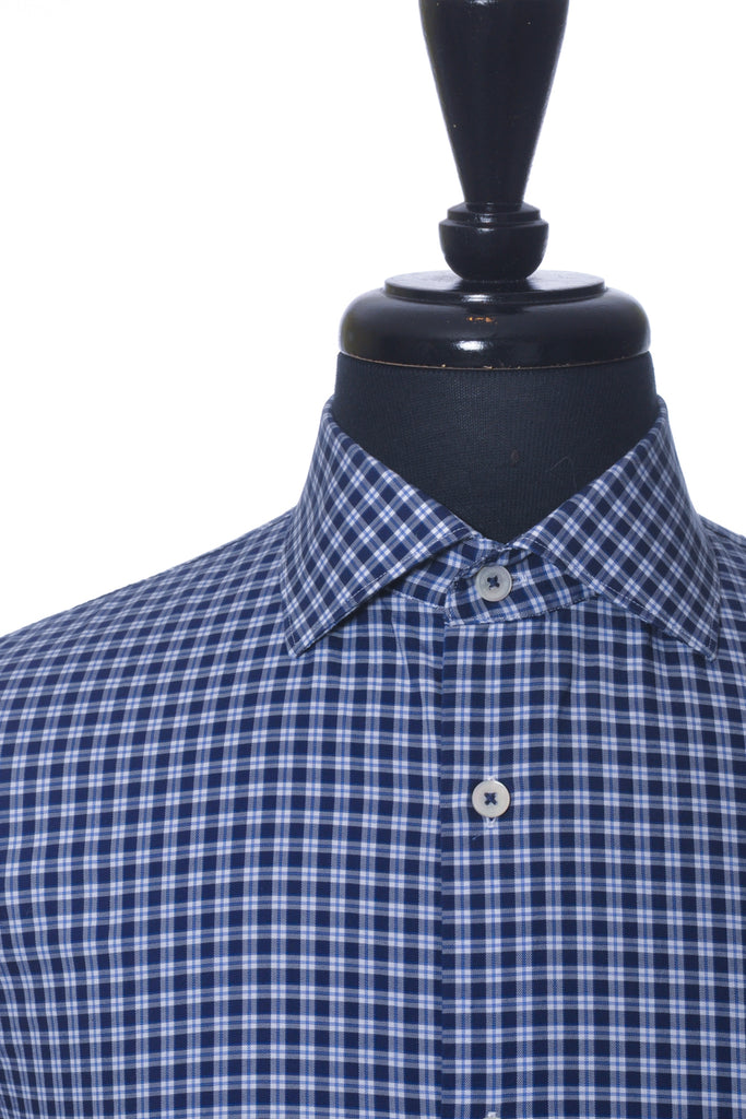 Bugatchi Navy Blue Check Dress Shirt