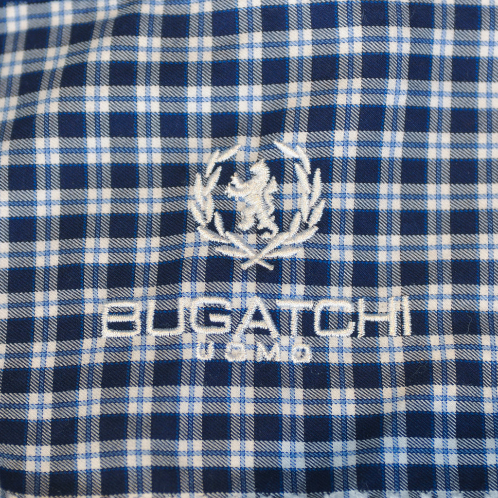 Bugatchi Navy Blue Check Dress Shirt