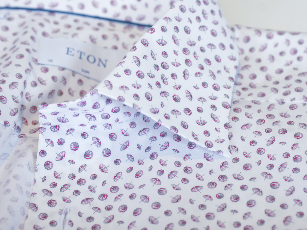 Eton NWT Slim Fit Umbrella Print Short Sleeve Shirt