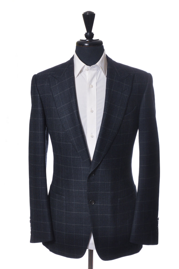 Tom Ford Charcoal Grey Check Basic Base A Blazer