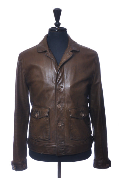 John Varvatos Brown Lambskin Leather Jacket