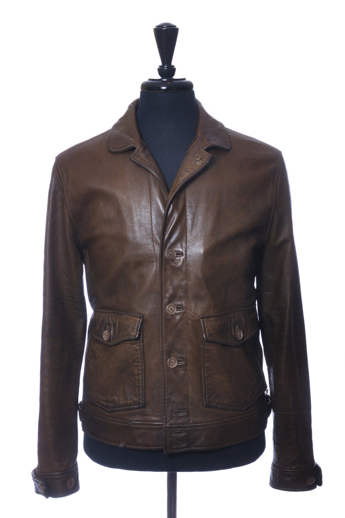 John Varvatos Brown Lambskin Leather Jacket