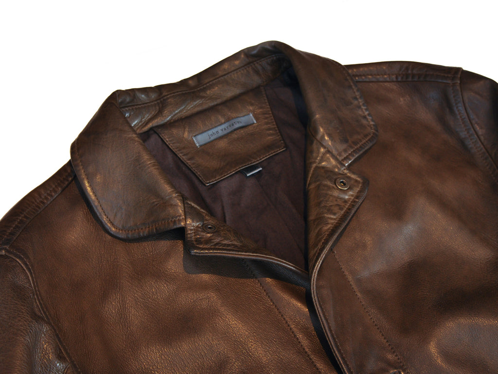 John Varvatos Brown Lambskin Leather Jacket