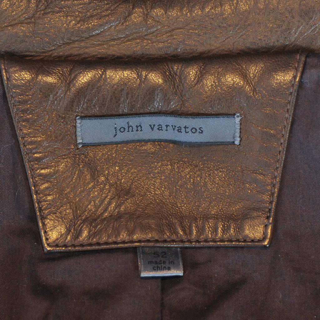 John Varvatos Brown Lambskin Leather Jacket