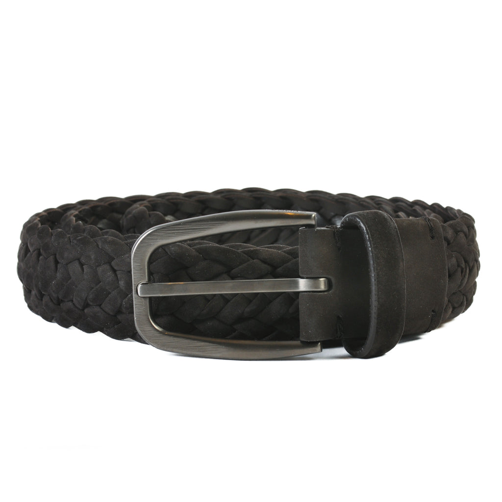 Ermenegildo Zegna Chocolate Brown Suede Woven Belt