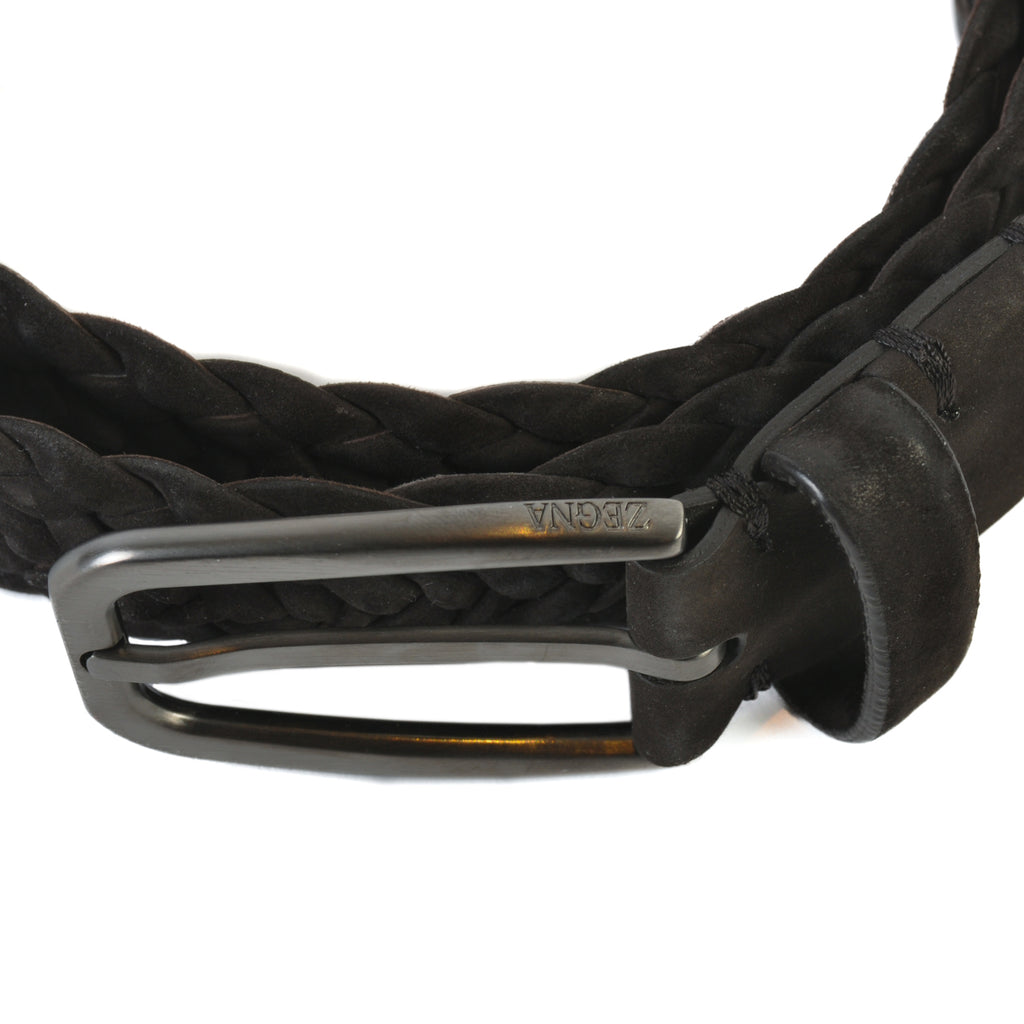 Ermenegildo Zegna Chocolate Brown Suede Woven Belt