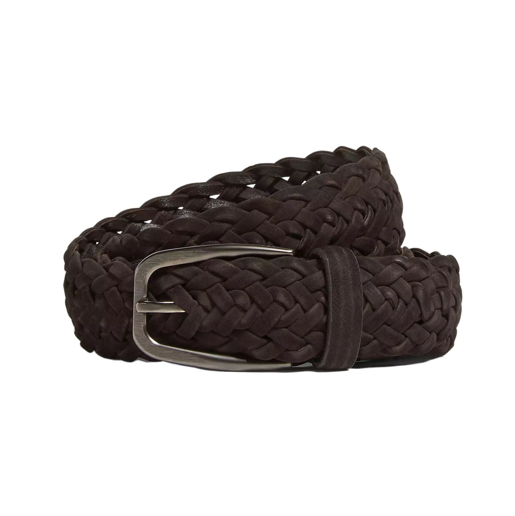 Ermenegildo Zegna Chocolate Brown Suede Woven Belt