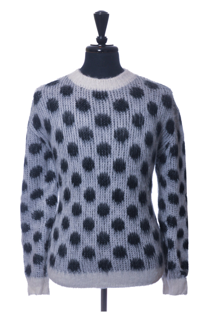 Marni NWOT Black on White Polka Dot Fuzzy Wuzzy Mohair Sweater
