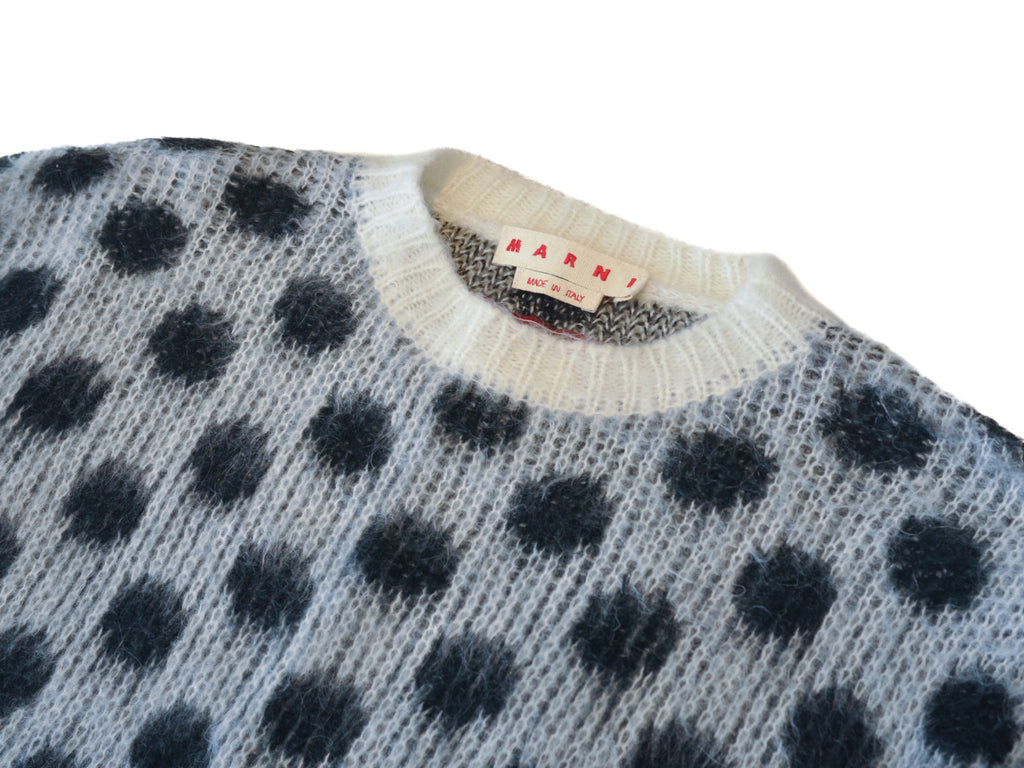 Marni NWOT Black on White Polka Dot Fuzzy Wuzzy Mohair Sweater