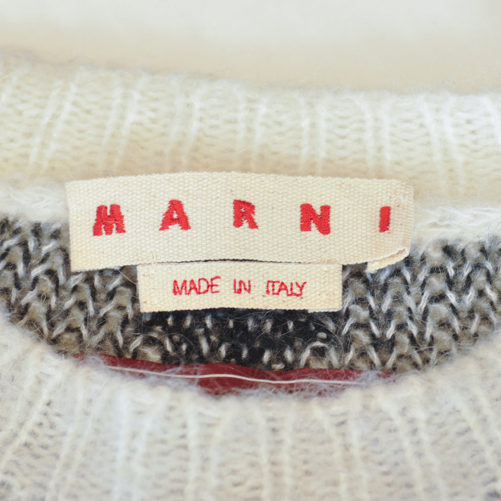 Marni NWOT Black on White Polka Dot Fuzzy Wuzzy Mohair Sweater