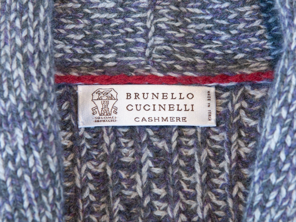 Brunello Cucinelli Lavender Gray Mix Cashmere Silk Cardigan