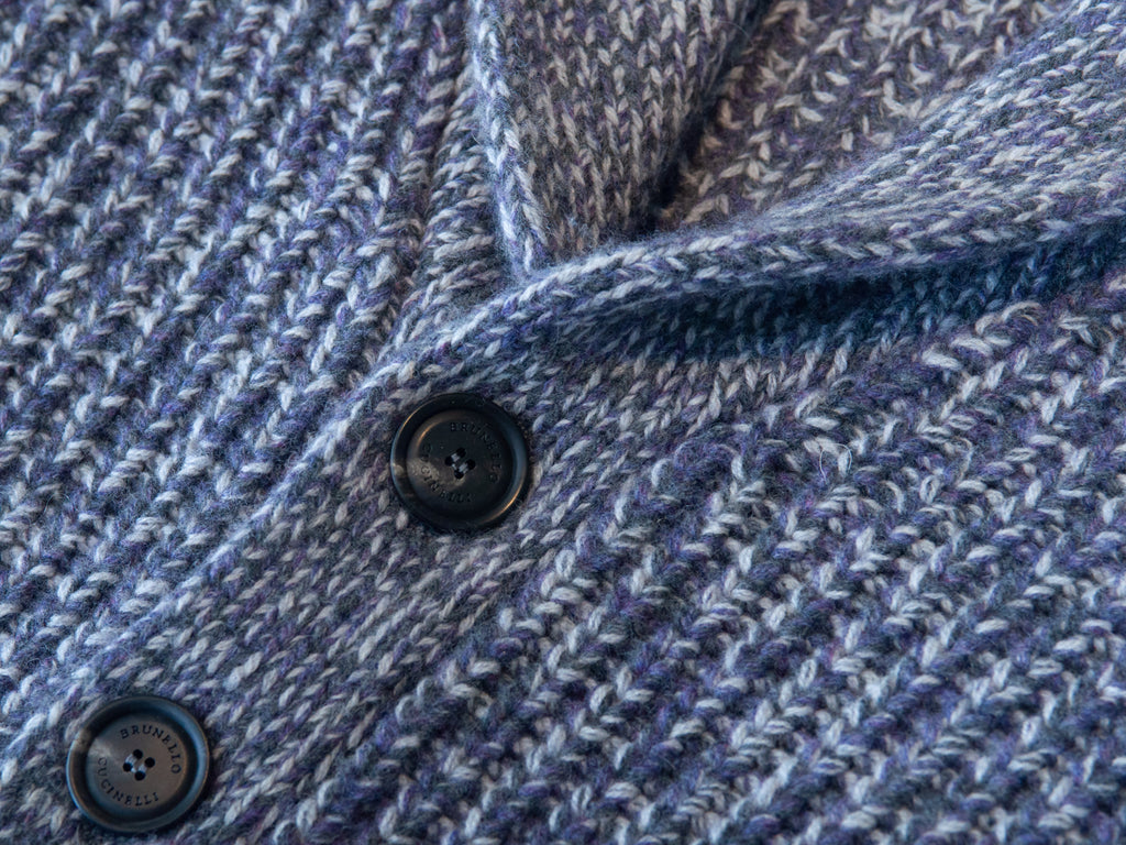 Brunello Cucinelli Lavender Gray Mix Cashmere Silk Cardigan