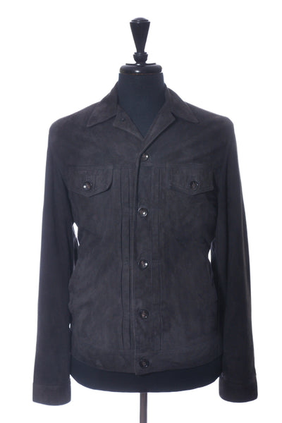 Officine Generale Charcoal Grey Goat Suede Liam Overshirt