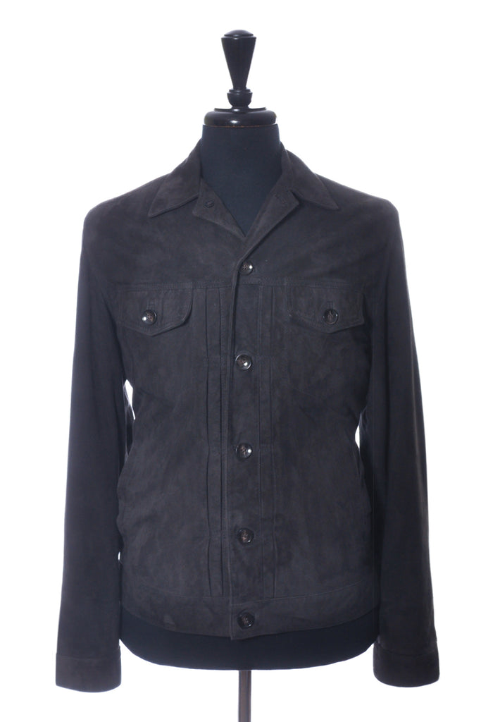 Officine Generale Charcoal Grey Goat Suede Liam Overshirt