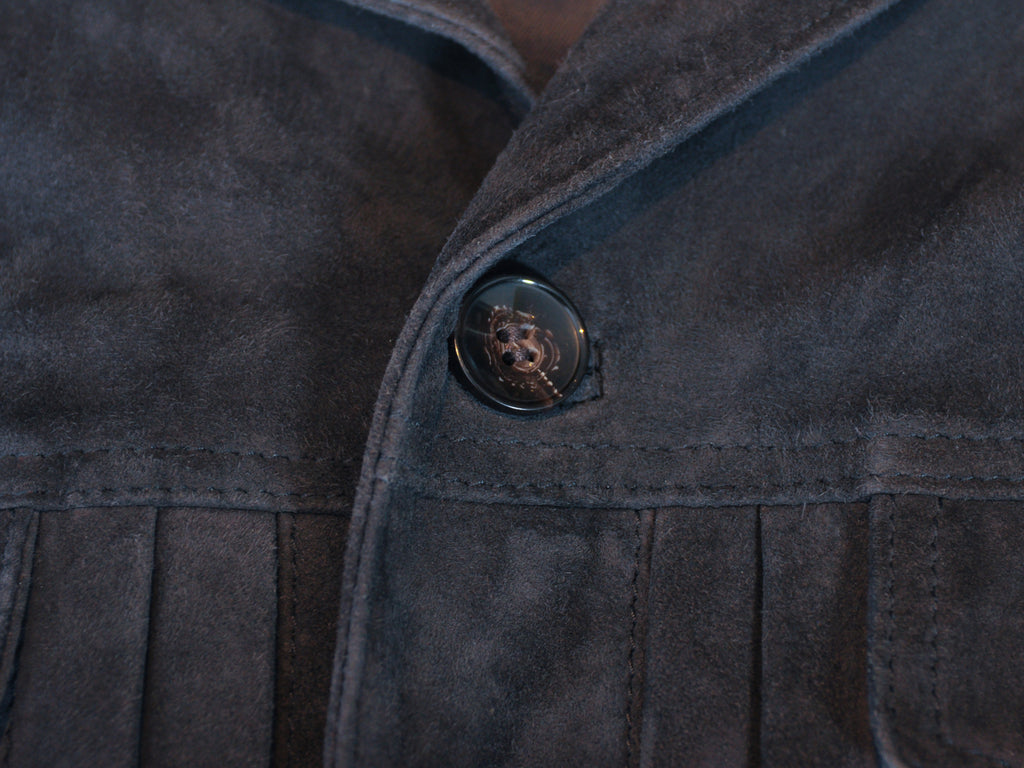 Officine Generale Charcoal Grey Goat Suede Liam Overshirt