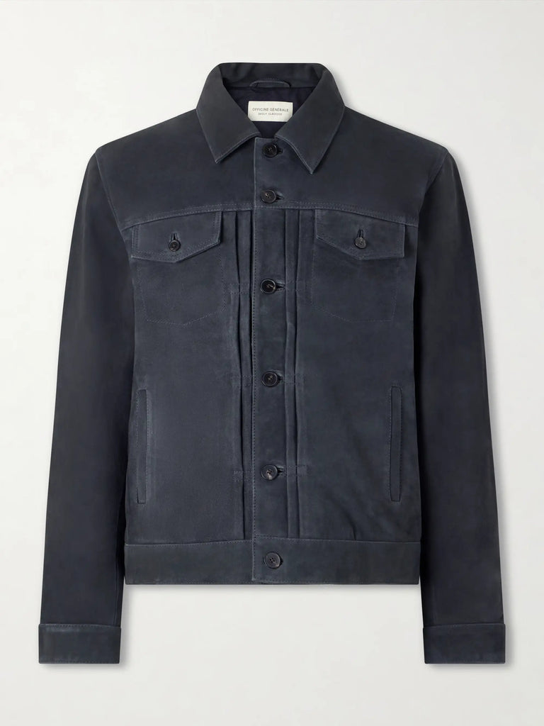 Officine Generale Charcoal Grey Goat Suede Liam Overshirt