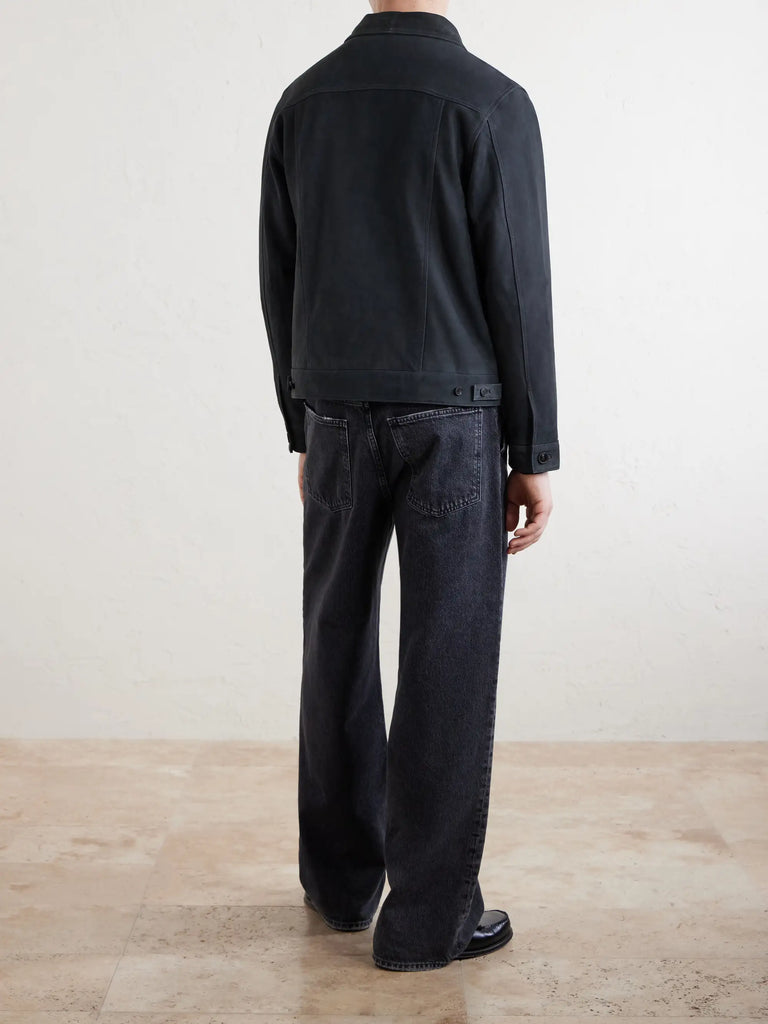 Officine Generale Charcoal Grey Goat Suede Liam Overshirt