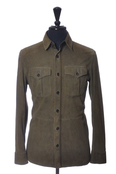 Ralph Lauren Purple Label Green Lamb Suede Overshirt