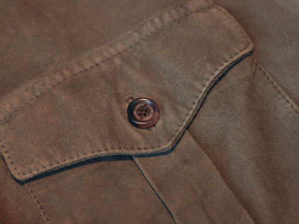 Ralph Lauren Purple Label Green Lamb Suede Overshirt
