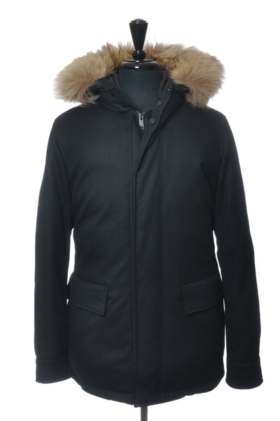 Ermenegildo Zegna Black Wool Down Parka