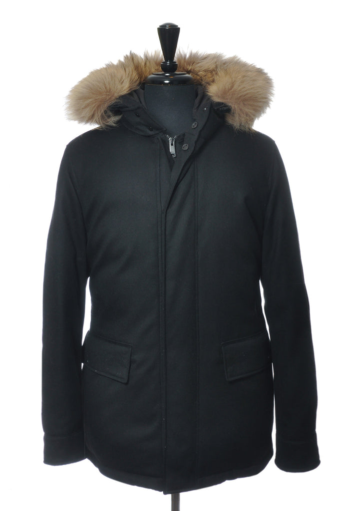 Ermenegildo Zegna Black Wool Down Parka
