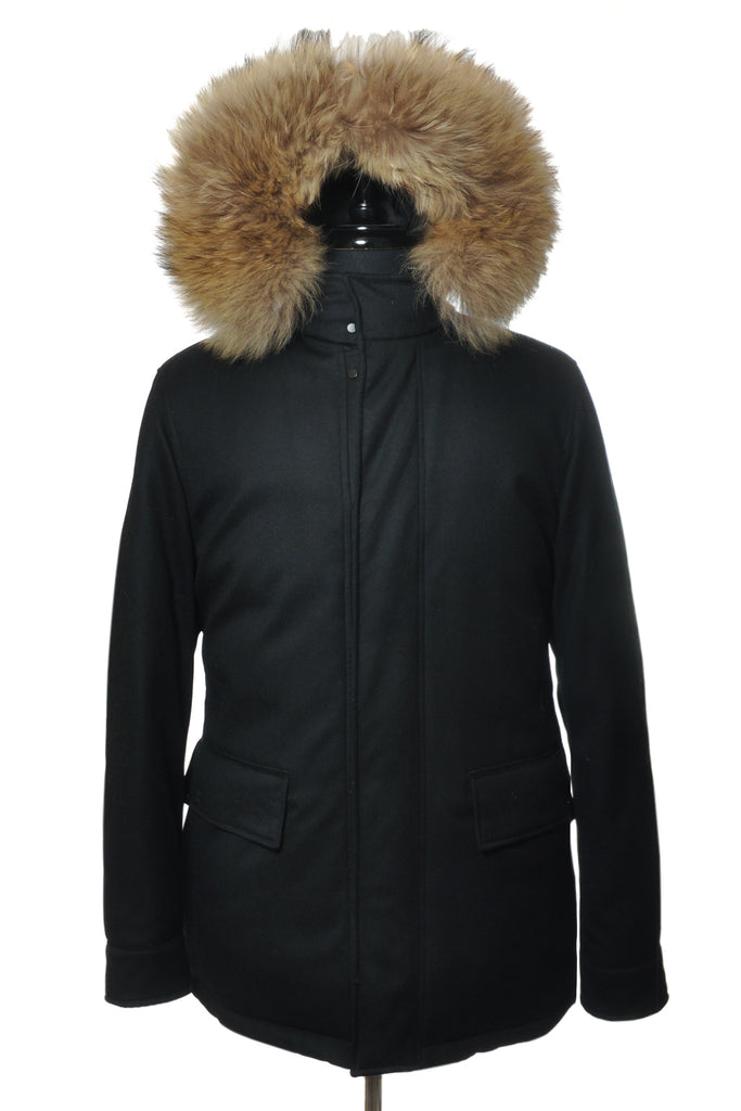 Ermenegildo Zegna Black Wool Down Parka