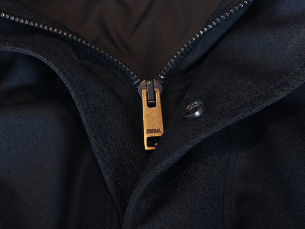Ermenegildo Zegna Black Wool Down Parka