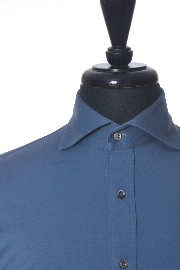 Brunello Cucinelli Blue Jersey Regular Fit Shirt
