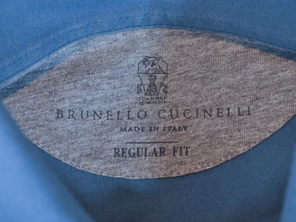Brunello Cucinelli Blue Jersey Regular Fit Shirt