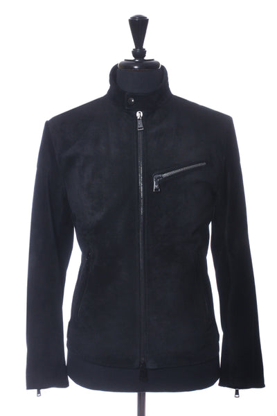 Ralph Lauren Purple Label Black Calf Suede Motorcycle Jacket