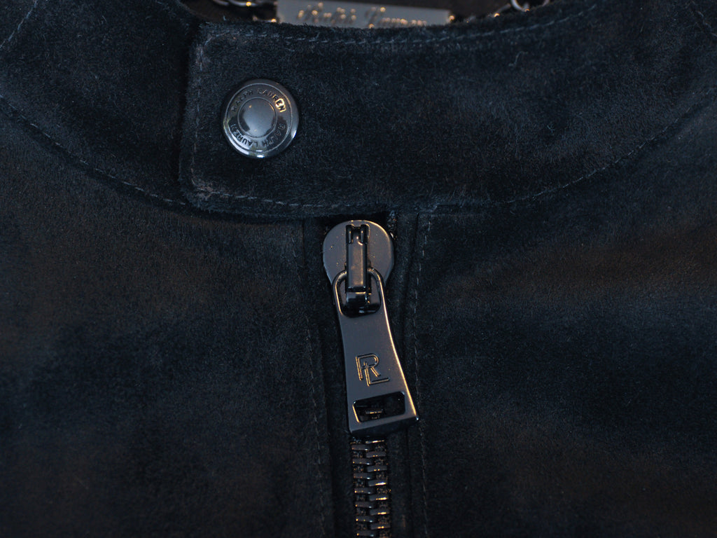 Ralph Lauren Purple Label Black Calf Suede Motorcycle Jacket