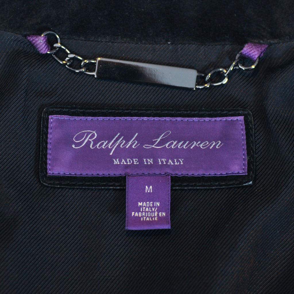 Ralph Lauren Purple Label Black Calf Suede Motorcycle Jacket