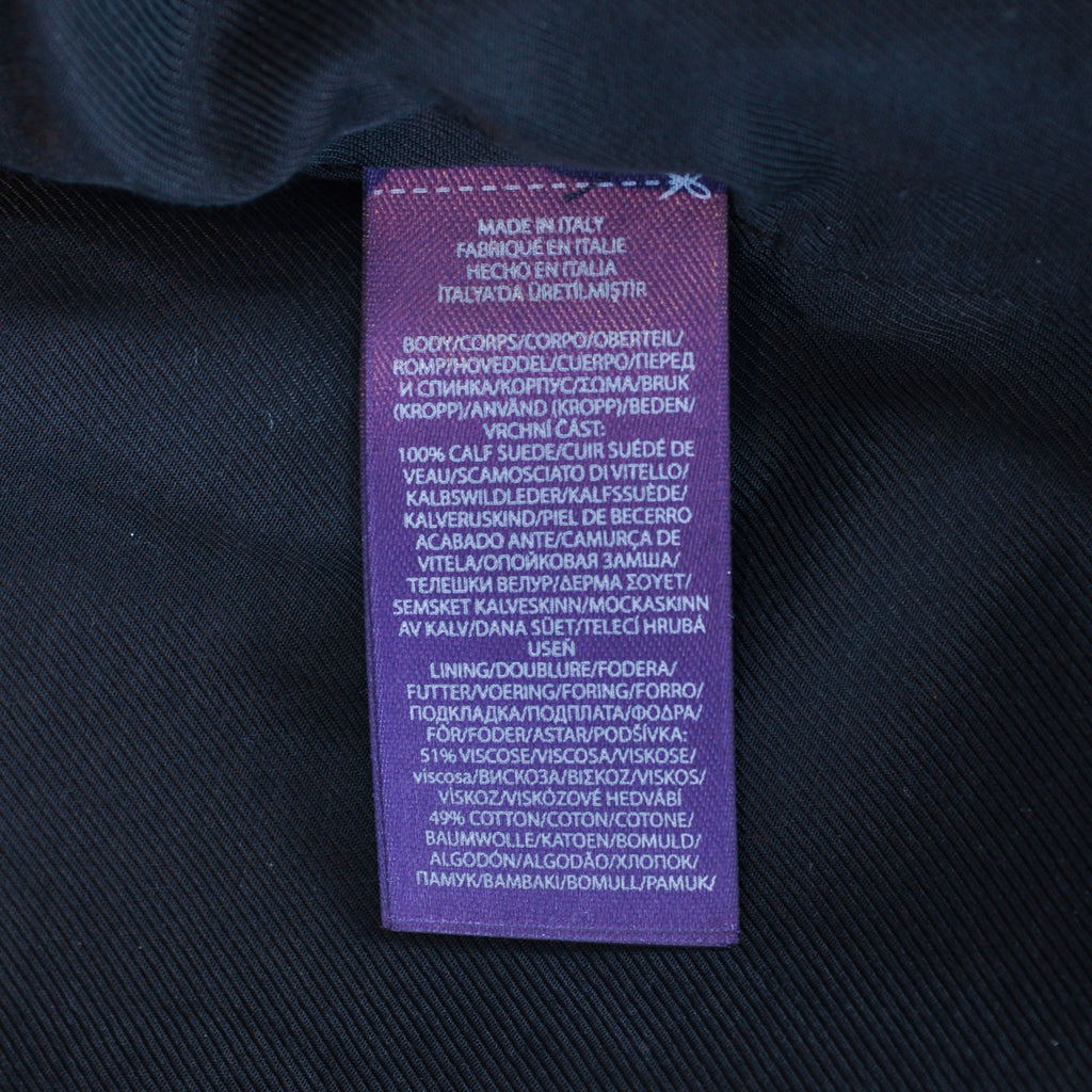Ralph Lauren Purple Label Black Calf Suede Motorcycle Jacket