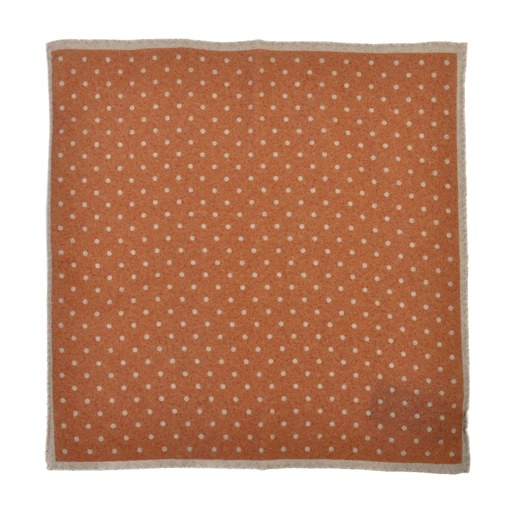Eleventy NWT Brown Polka Dot Wool Pocket Square