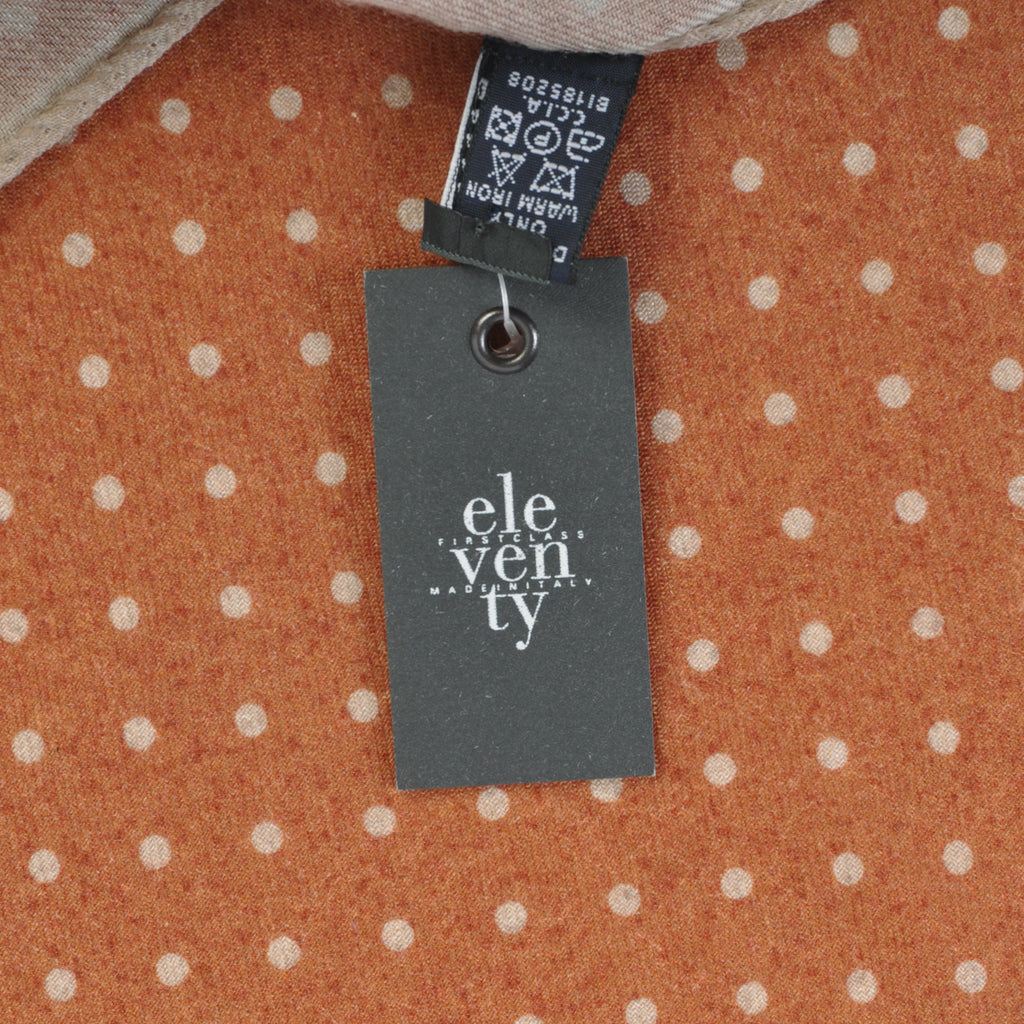 Eleventy NWT Brown Polka Dot Wool Pocket Square