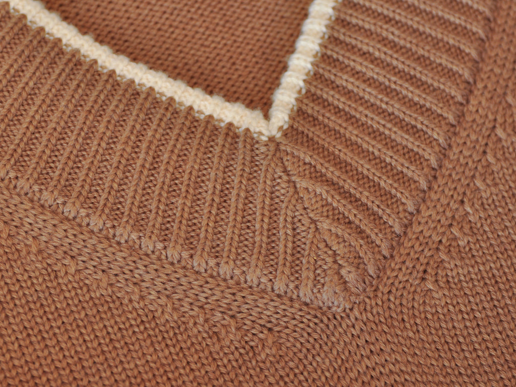 Hugo Boss Brown Italian Yarn Marzio V-Neck Sweater