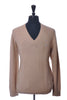 Lacoste Brown Chevron Knit Camel Hair V-Neck Sweater