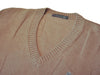 Lacoste Brown Chevron Knit Camel Hair V-Neck Sweater