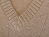 Lacoste Brown Chevron Knit Camel Hair V-Neck Sweater