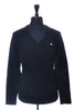 Lacoste Black Cable Knit V-Neck Sweater