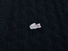 Lacoste Black Cable Knit V-Neck Sweater