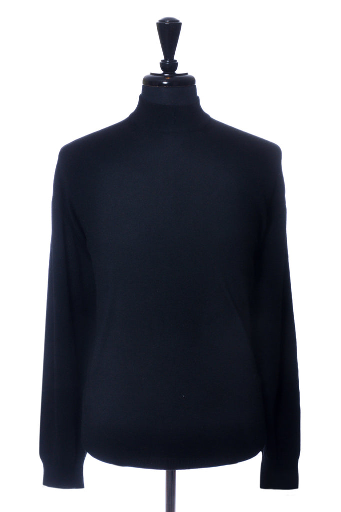 Gran Sasso Black Mock Neck Sweater