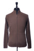 Harry Rosen Brown Ribbed Cashmere Full Zip Sweater
