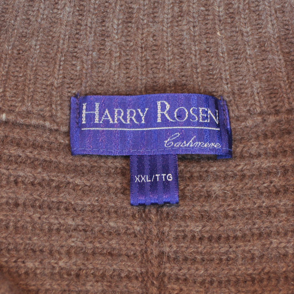 Harry Rosen Brown Ribbed Cashmere Full Zip Sweater